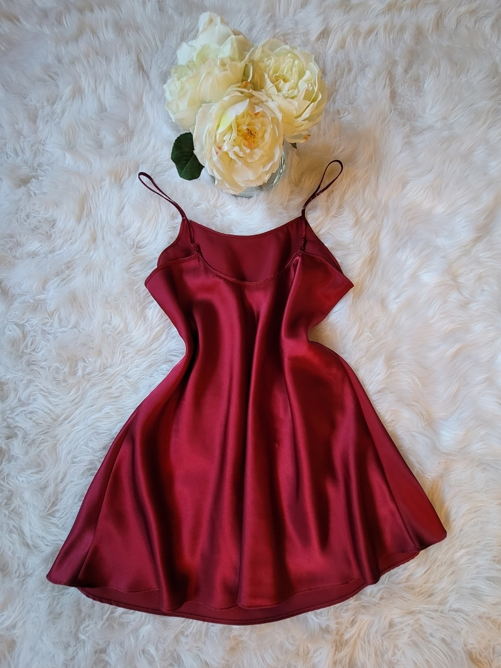 Icollection Satin Burgundy Slip Dress Small Medium